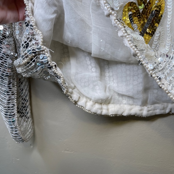 VTG Sequin Gold Hearts Beaded Embellished Disco Chic Valentine Glam Retro Blouse - Picture 13 of 16